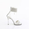 Fabulicious CHIC-47 Silver Ankle Cuff Steel Heel Sandal