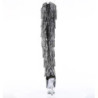Pleaser DELIGHT-3017RSF Black Fringes Thigh High Boots