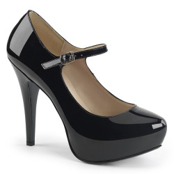Pleaser Pink Label CHLOE-02 Black Patent Heels Men