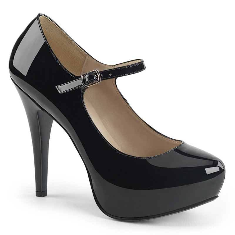 Pleaser Pink Label CHLOE-02 Black Patent Heels Men