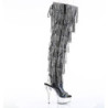 Pleaser DELIGHT-3017RSF Black Fringes Thigh High Boots