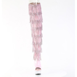 Pleaser DELIGHT-3017RSF Rose Fringes Thigh High Boots