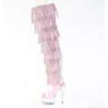 Pleaser DELIGHT-3017RSF Rose Fringes Thigh High Boots