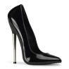 Devious DAGGER-01 Black Metal Heeled Stiletto Pumps