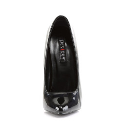 Devious DAGGER-01 Black Metal Heeled Stiletto Pumps
