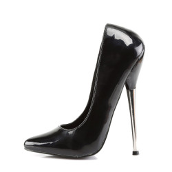 Devious DAGGER-01 Black Metal Heeled Stiletto Pumps