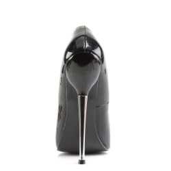 Devious DAGGER-01 Black Metal Heeled Stiletto Pumps
