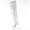 Pleaser DELIGHT-3017RSF Silver Fringes Thigh High Boots