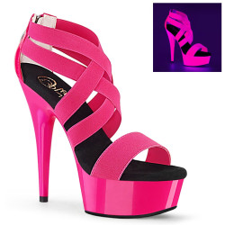Pleaser DELIGHT-669UV Pink Neon Strapy High Heels Shoes