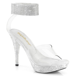 Fabulicious ELEGANT-442 Clear Heeled Ankle Cuff Sandals