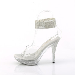 Fabulicious ELEGANT-442 Clear Heeled Ankle Cuff Sandals