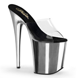 Pleaser FLAMINGO-801 Transparent Silver Chrome Mules