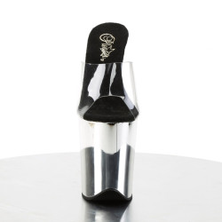 Pleaser FLAMINGO-801 Transparent Silver Chrome Mules
