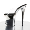 Pleaser FLAMINGO-801 Transparent Silver Chrome Mules