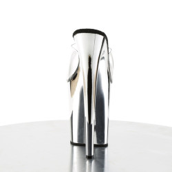 Pleaser FLAMINGO-801 Transparent Silver Chrome Mules