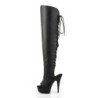 Pleaser DELIGHT-3019 Black Laced Thigh High Boots