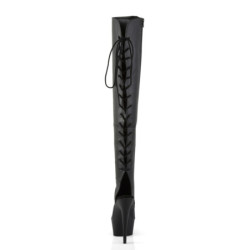 Pleaser DELIGHT-3019 Black Laced Thigh High Boots