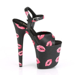 Pleaser FLAMINGO-809KISSES Black Exotic Pole Dance Shoes