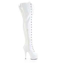 Pleaser DELIGHT-3022 White Patent Sale Women