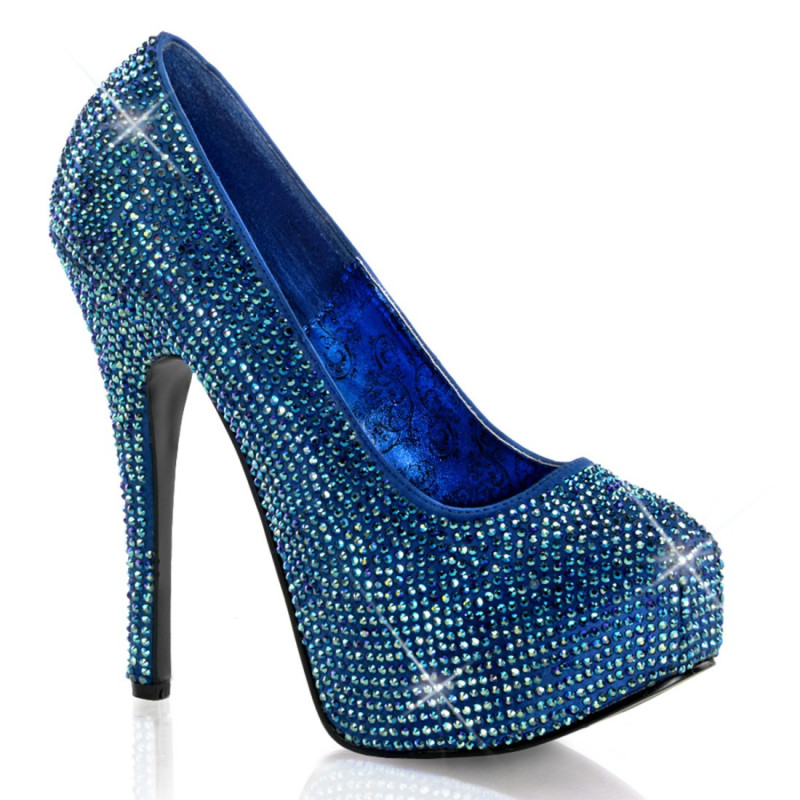 Bordello TEEZE-06R Blue Satin Strass Sale High Heels Bordello TEEZE-06R Blue Satin Strass Sale High Heels