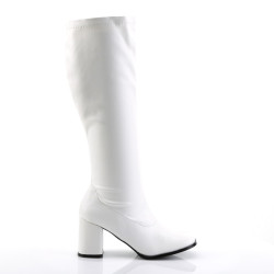 Funtasma GOGO-300WC White Vegan Gogo Wide Calf Boots
