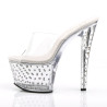 Pleaser STARDUST-701 Clear Strass Platform Heeled Mules
