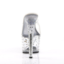 Pleaser STARDUST-701 Clear Strass Platform Heeled Mules
