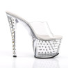 Pleaser STARDUST-701 Clear Strass Platform Heeled Mules