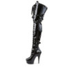 Pleaser DELIGHT-3028 Patent Platform Overknee Buckle Boots