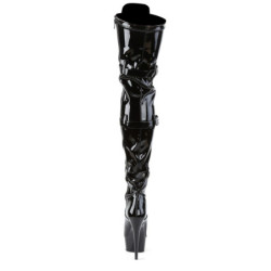 Pleaser DELIGHT-3028 Patent Platform Overknee Buckle Boots