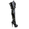 Pleaser DELIGHT-3028 Patent Platform Overknee Buckle Boots