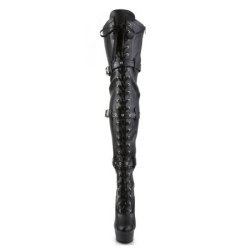 Pleaser DELIGHT-3028 Vegan Platform Overknee Buckle Boots