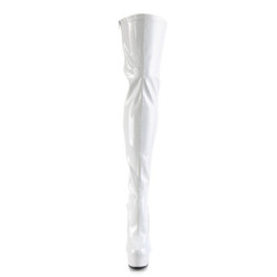 Pleaser DELIGHT-3063 White Laced Thigh High Boots