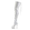 Pleaser DELIGHT-3063 White Laced Thigh High Boots