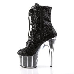 Pleaser ADORE-1020G Black Glitter Women's Ankle Boots