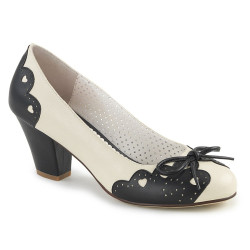 Pin Up Couture WIGGLE-17 Black Cream Vegan Leather Sale