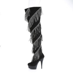 Pleaser DELIGHT-3065 Black Vegan Suede Silver Sale Women