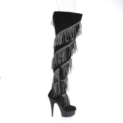 Pleaser DELIGHT-3065 Black Vegan Suede Silver Sale Women
