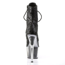 Pleaser ADORE-1020G Black Glitter Women's Ankle Boots