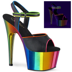 Pleaser ADORE-709RC-02 Black Vegan Leather Rainbow Chrom