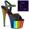 Pleaser ADORE-709RC-02 Black Vegan Leather Rainbow Chrom