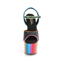 Pleaser ADORE-709RC-02 Black Vegan Leather Rainbow Chrom