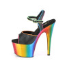 Pleaser ADORE-709RC-02 Black Vegan Leather Rainbow Chrom