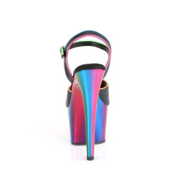 Pleaser ADORE-709RC-02 Black Vegan Leather Rainbow Chrom