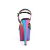 Pleaser ADORE-709RC-02 Black Vegan Leather Rainbow Chrom