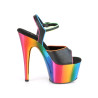 Pleaser ADORE-709RC-02 Black Vegan Leather Rainbow Chrom