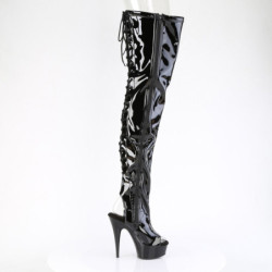 Pleaser DELIGHT-4017 Black Heeled Crotch High Boots
