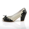 Pin Up Couture WIGGLE-17 Black Cream Vegan Leather Sale