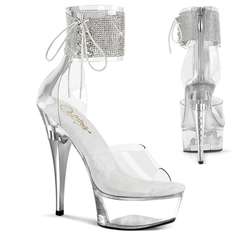 Pleaser CAPTIVA-624RS White Ankle Cuff High Heels Shoes