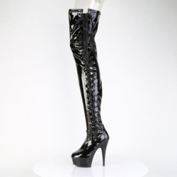 Pleaser DELIGHT-4050 Black Heeled Crotch High Boots